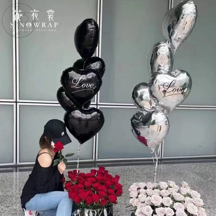 18寸愛心鋁箔氣球花束搭配