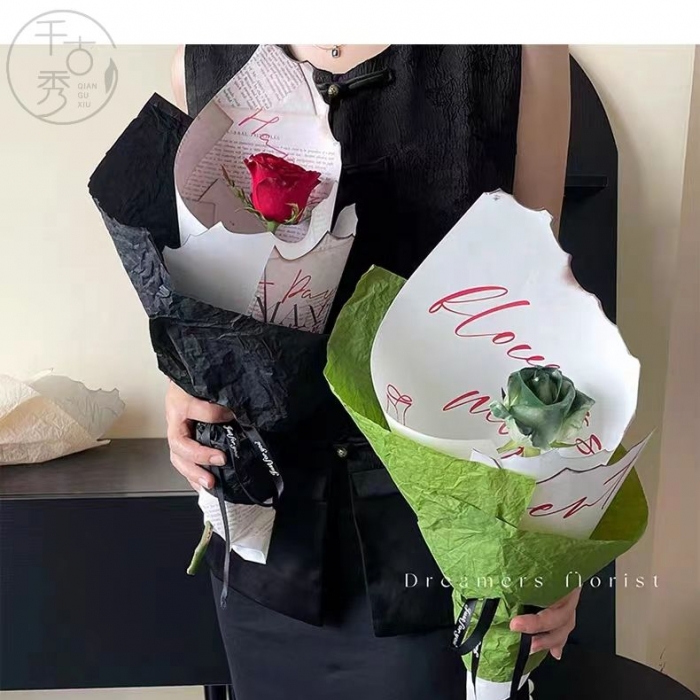 七夕新款烈焰愛人燒邊紙花店花藝包花紙